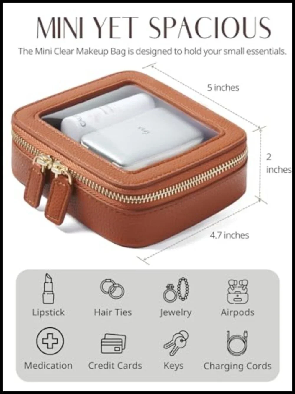 Clear Cosmetic Bag Toiletry Case Travel Transparent Makeup Organizer with Zipper